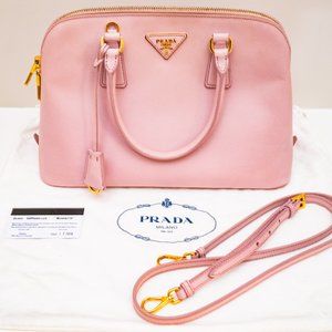 Prada Saffiano Lux Italian Double Zip Tote